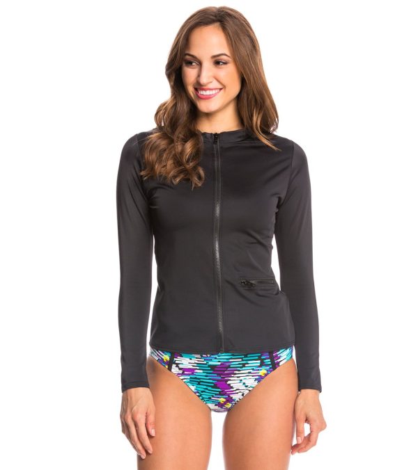PBSport Solid Front Zip Long Sleeve Rash Guard Online Sale