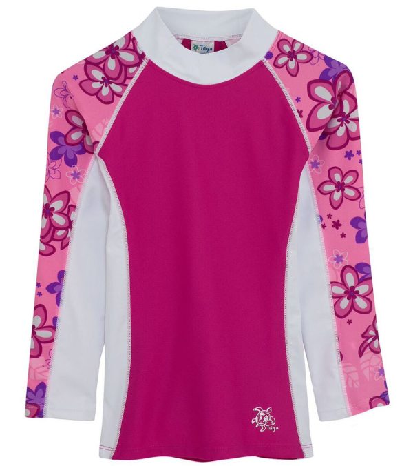 Tuga Girls  UPF 50+ Plumeria Passion Shoreline L S Rash Guard (2yrs-14yrs) Online Sale